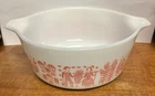 Rare Pyrex Pink On White Small Casserole Butterprint Farmer & Wife Amish 472