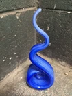 Murano Style Art Glass Sculpture Abstract Swirl Blue Purple Vintage