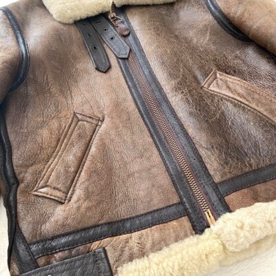 Schott Type B-3 Flight Mouton Leather Jacket Size 38 Made in USA