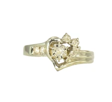 Vintage 1950s  10k Gold Natural Diamond Ring Wedding Engagement Fashion Heart