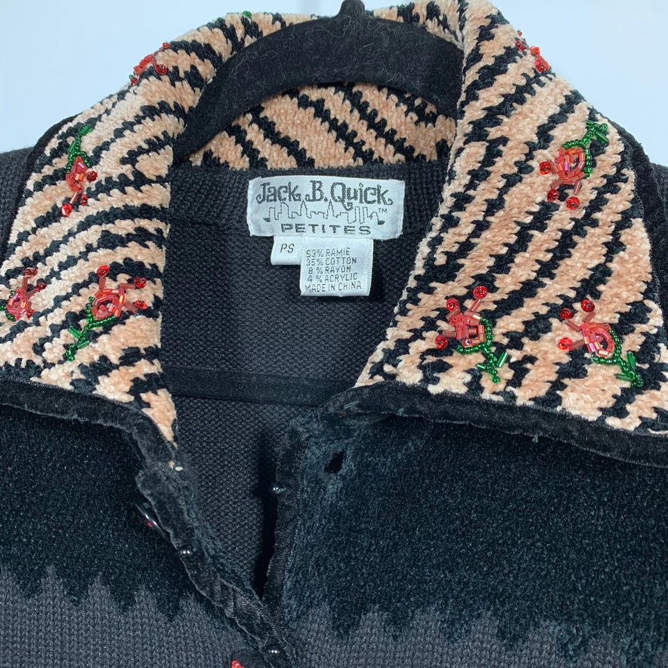 Cárdigan JACK B Quick Mujer Embellecido Floral Negro Estampado Animal Pequeño Foto 4 de 4