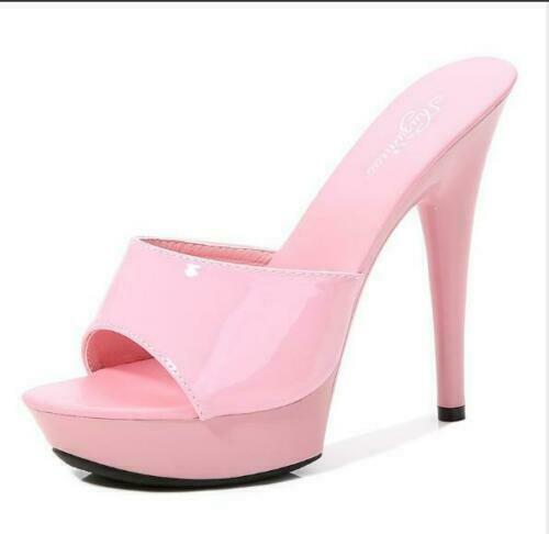 Sexy Damen offene Zehenpartie Pantoletten Plateau hohe Stiletto Absätze Sandalen Pumps Schuhe - Bild 3 von 19