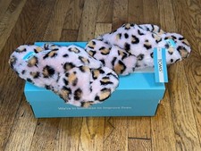 TOMS Susie Crossover Fuzzy Faux Fur Cheetah Spanish Villa Slippers Womens Sz 6