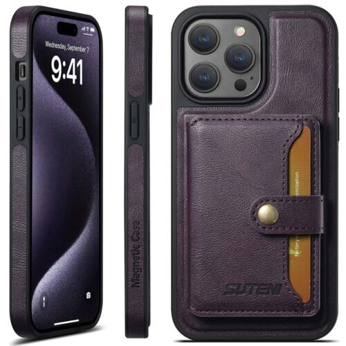For iPhone 15 Pro Max Plus 14 13 12 Magnetic Phone Case Detachable Card Wallet - Picture 41 of 52