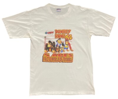 Vintage 90's Nintendo 64 Donkey Kong Crew Apes White Single