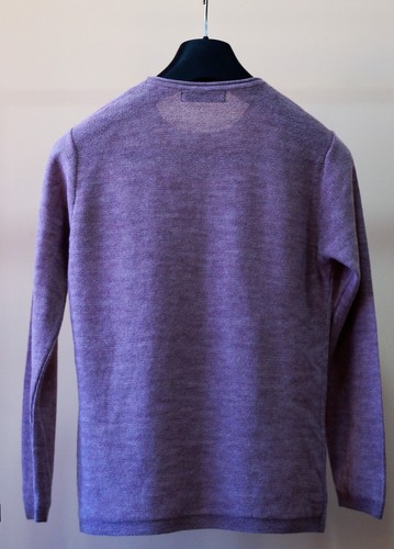 Women's round neck sweater, 100% Baby Alpaca, Pale Lavender color, Medium Size - Picture 2 of 3