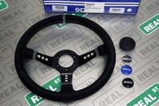 Sparco L777 Street Steering Wheel 350mm Diameter Black Suede Grey Stripe
