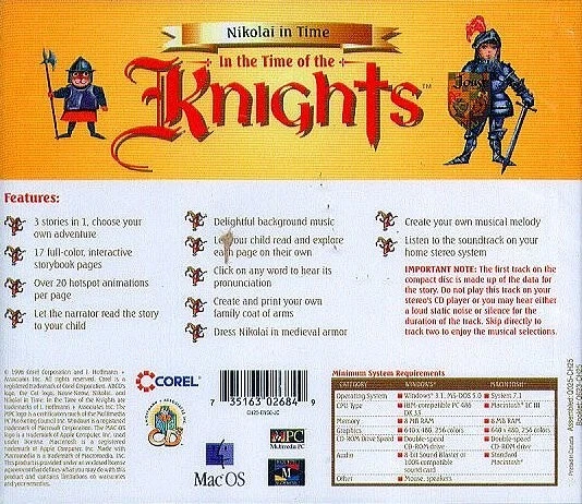Nikolai in Time: Knights (Age 4-10) (CD, 1996) for Win/Mac -NEW CD in SLEEVE - Image 3 of 3