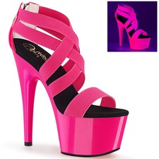 7" Neon Pink 80s Platform High Heels Gogo Pole Dancer Stripper Shoes Pleaser