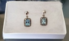Blue and White Topaz Designer Earrings Sterli...
