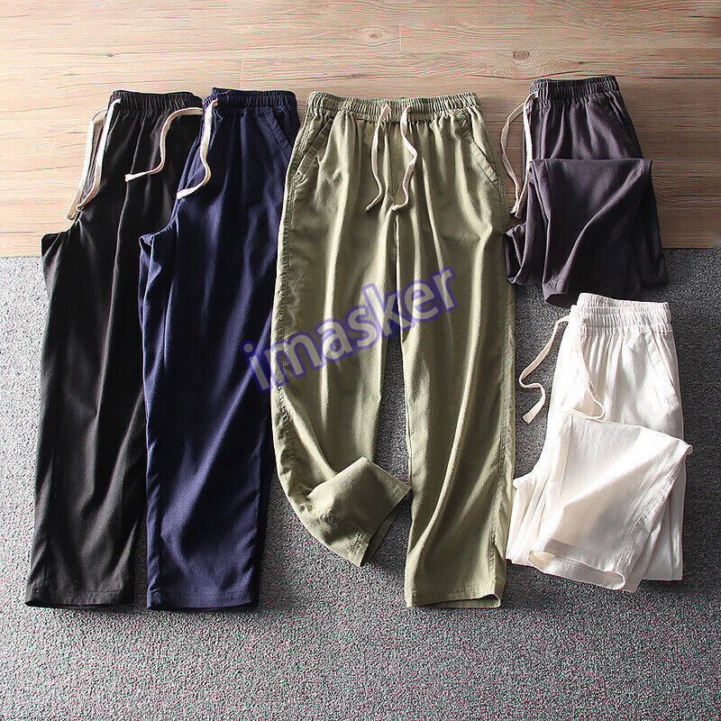 Chinese Style Men's Cotton Linen Casual Pants Loose Straight Pants Sports Pants