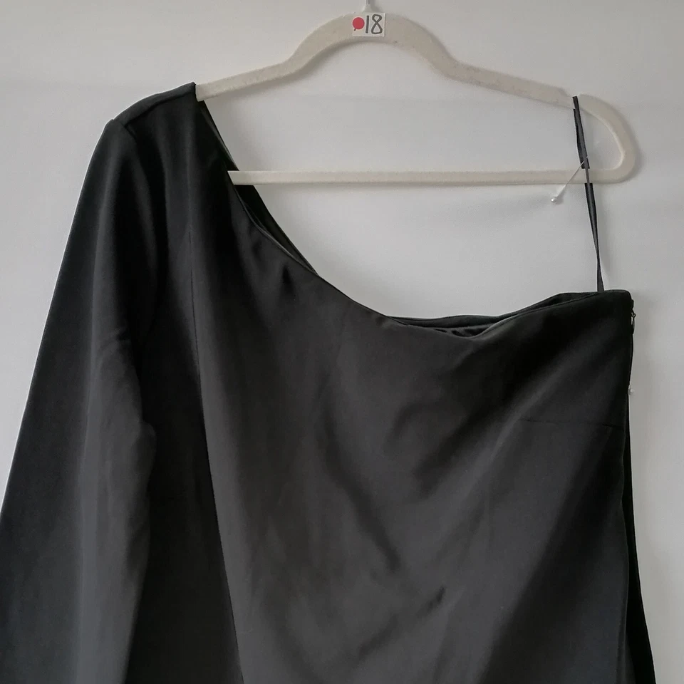 Mini Vestido Boston Proper Para Mujer Negro Un Hombro Manga Ala Cóctel Talla XL Foto 2 de 4