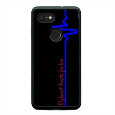 Heart Beats Thin Blue Line Police Phone Case Cover For Google Pixel 3 3XL 2XL