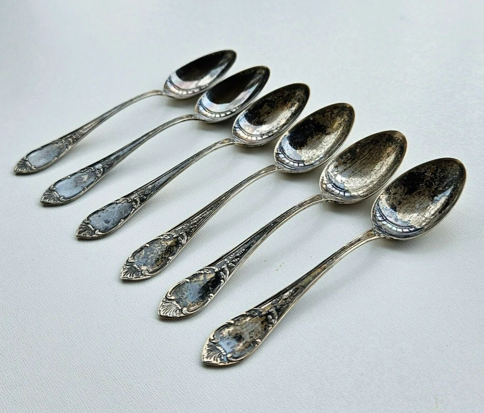 Juego de cucharas de café/té vintage de plata de ley 800 66 grm Foto 4 de 4