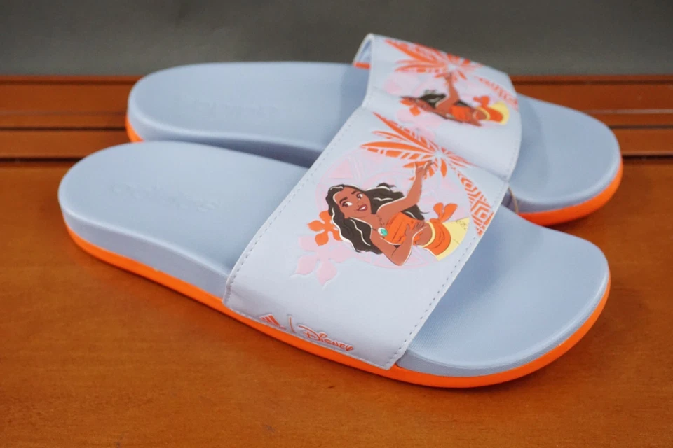 Adidas Adilette Sandalias Confort Slides Niños Talla 4 Azul Amanecer Moana Zapatos Zapatilla Foto 3 de 4
