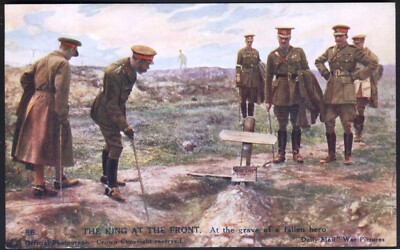 Daily Mail WW1 Vintage Postkarte: König George am Grab eines gefallenen Helden (#86)