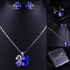 Geschenkset Kette Ohrstecker *Kleeblatt* Silber, im Etui, Geschenk Valentinstag