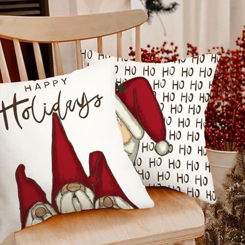 GEEORY Christmas Decorative Pillow Covers 18 x 18 Inch Set of 4 Gnomes Santa ... - Bild 7 von 9