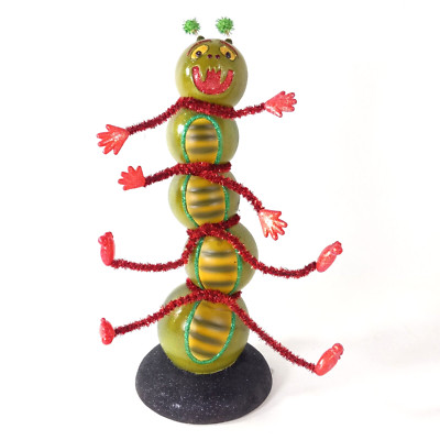 Halloween Decor Light-Up Caterpillar Green Worm Table Lamp 12'' Creepy Display