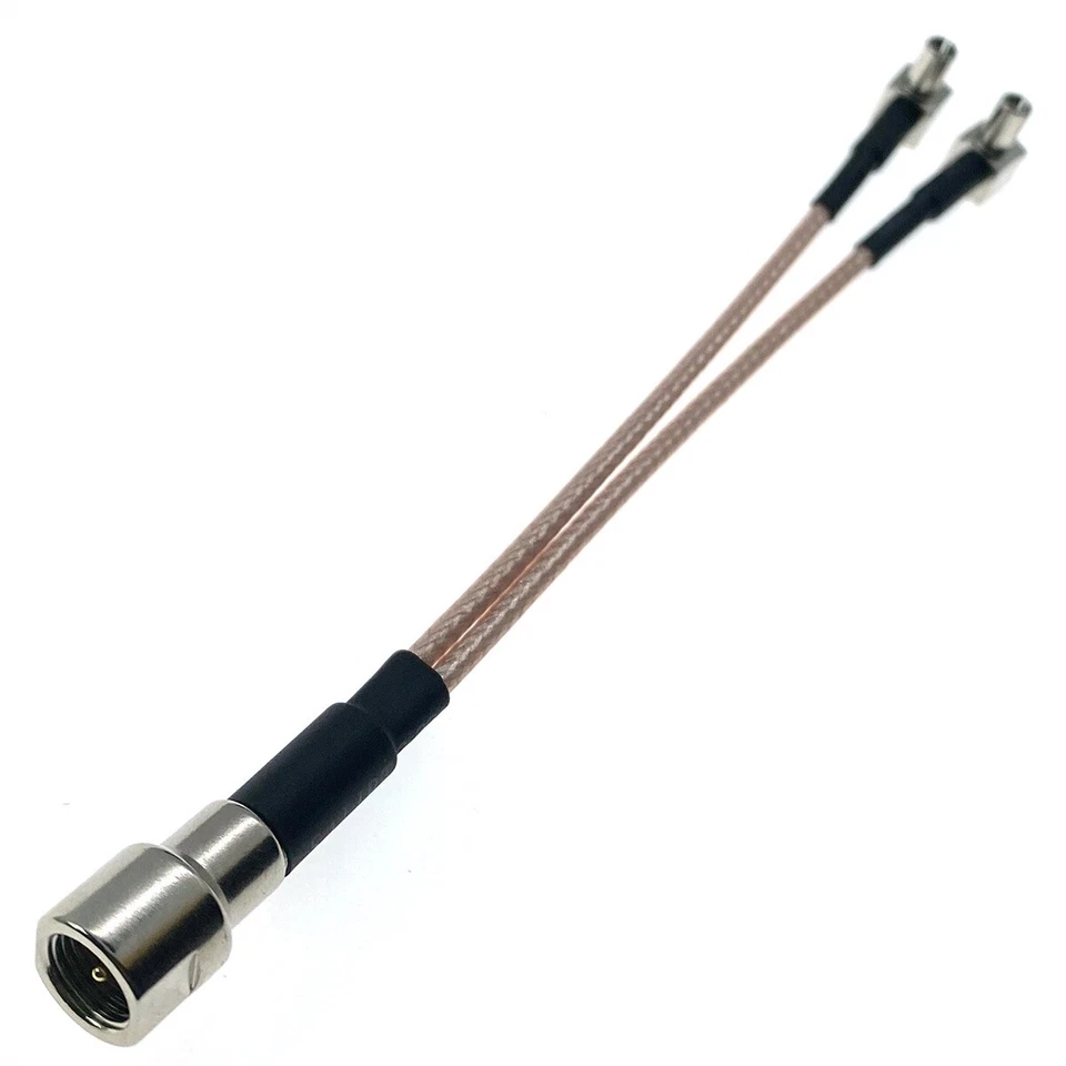 FME Male plug to Y type 2X TS9 Male Right Angle Combiner pigtail RG316 cable lot - Image 2 of 4