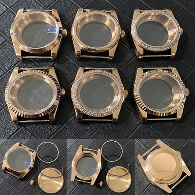 36mm PVD Rose Golden Saphirglas Uhrengehäuse Fit Für NH35/NH36/4R Uhrwerk Ersatz