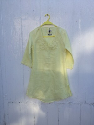 BNWT new lemon yellow Malvin of Hamburg Linen Tunic kaftan dress UK 10 RRP  113! | eBay