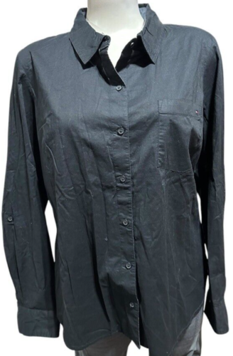 Tommy Hilfiger Women's Classic Long Sleeve Roll Tab Button Down Shirt NWT NEW