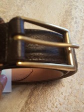 NWT  Gucci Men's Cocoa New Pigprint Rectangle Gold Buckle Leather Belt  110/44