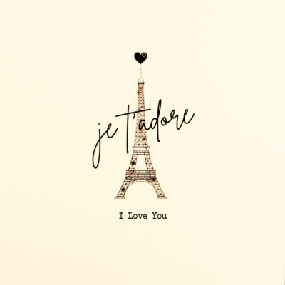 Einfach wunderschön glitzernde & glänzende Grußkarte ''Je T'Adore'' - I Love You'' 