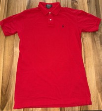Vintage 80s Mens Ralph Lauren Country Red Cotton Polo Shirt Made in USA Small