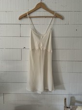 Vintage 1999 Victoria Secret Lingerie Chemise Slip Medium Creme Solid 100 Silk