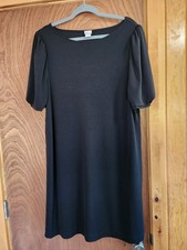 Chicos Dress Plus Size 3 (16/18) Stretch Knit Short Sleeve Shift Lined Black XL