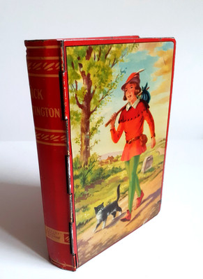 VINTAGE CHAD VALLEY WEISSBLECH DICK WHITTINGTON & SEINE KATZE SPARDOSE - OHNE SCHLÜSSEL