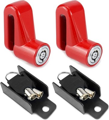 QWORK Motorcycle Bike Anti-Theft Wheel Disc Brake Lock, 2 Pack Safety Red 