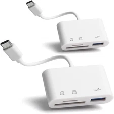 [2 Pack] SD Card Reader for Android, Micro to USB Adapter, White 