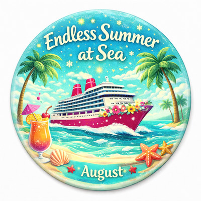 Endless Summer at Sea August Cruise Door Magnet Tropical Cruise Cabin Decor