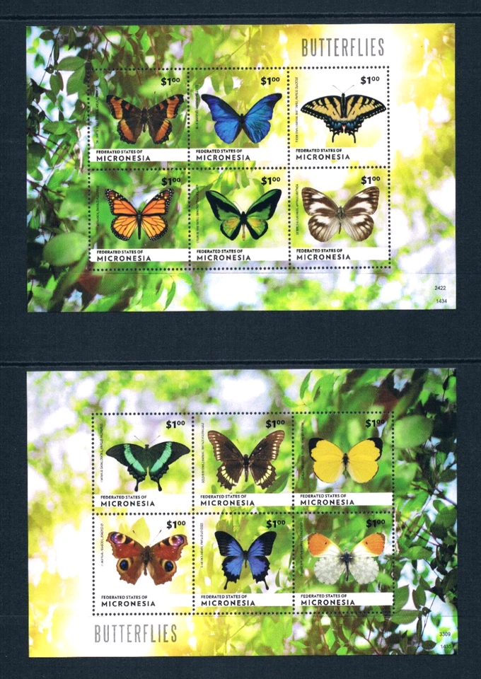$24.00 Scott Value - 2014 MICRONESIA Butterflies 2 s/s Pacific CV MNH NH UMM - Image 3 of 4