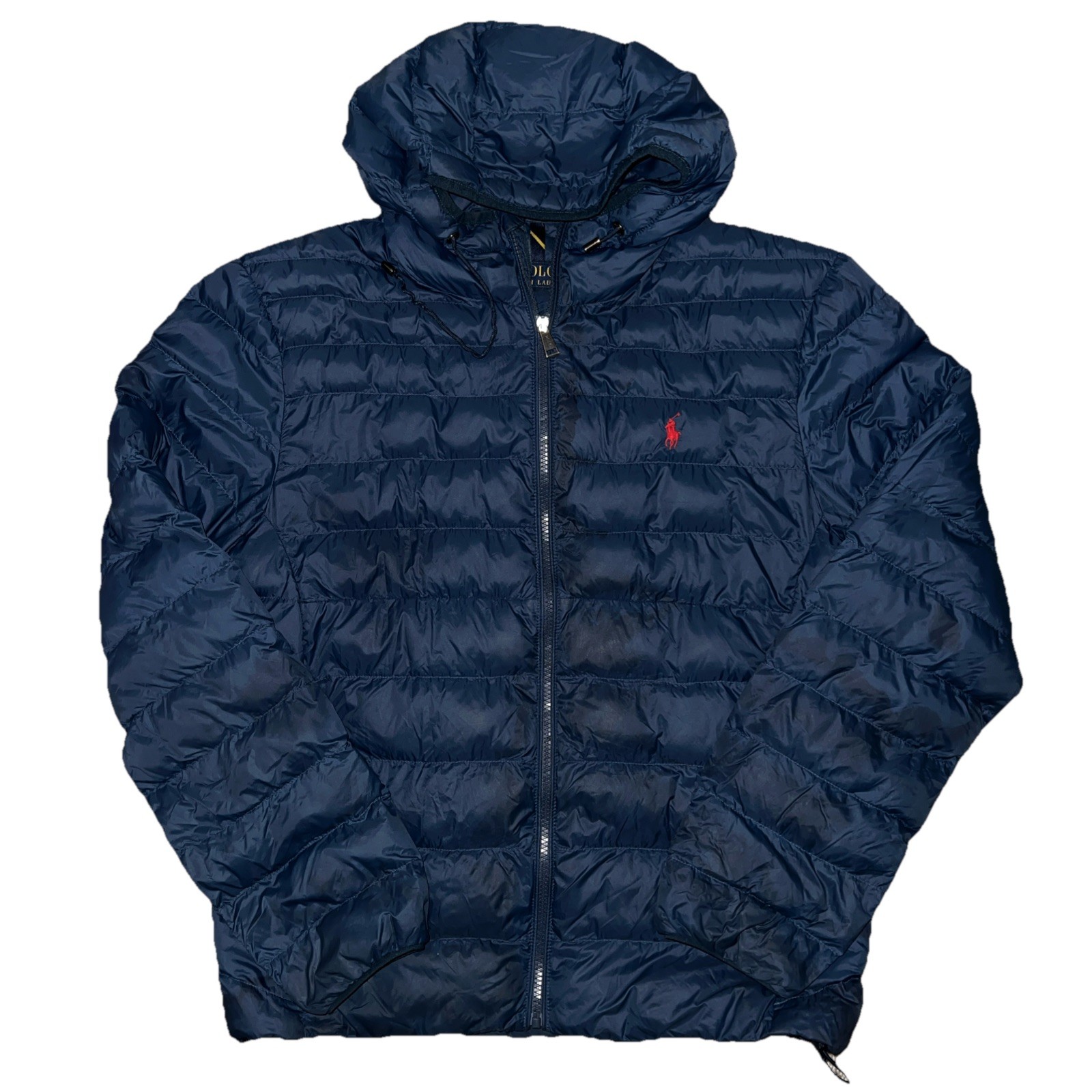 Polo Ralph Lauren Puffer Jacket Full Zip Men’s Size Medium Navy Blue Down Hooded