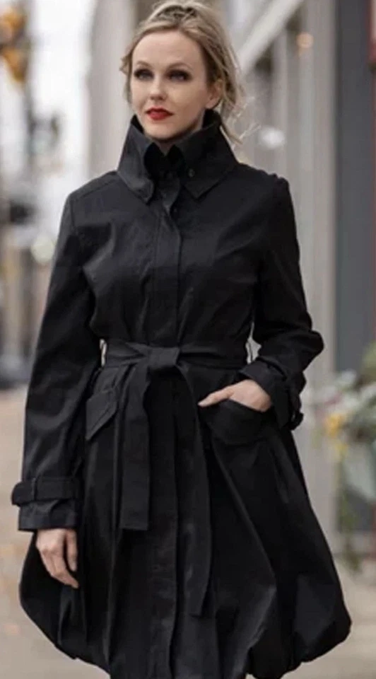 Samuel Dong Teal Bubble Coat Belted Shiny Taffeta Trench Dress NWOT~Medium - Image 2 of 4