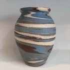 Antique Niloak Mission Swirl art pottery vase Handmade USA 1910, Marked, 4.75”