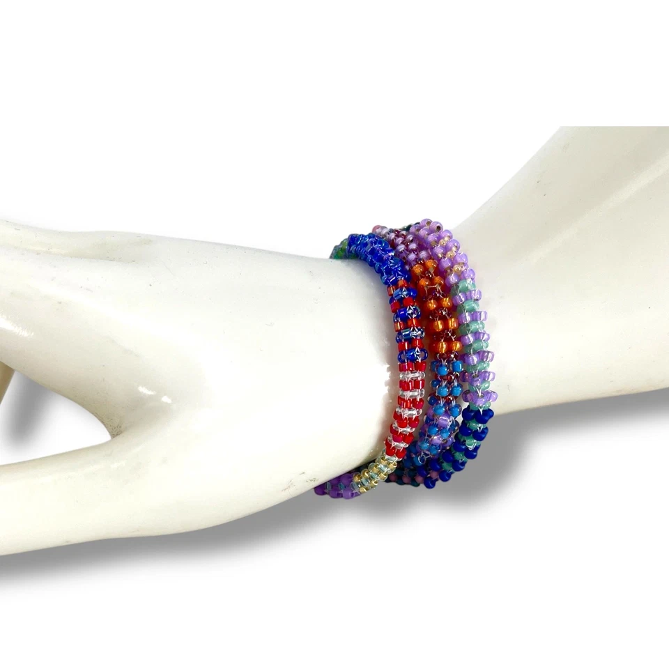 HECHO A MANO Pulsera o Collar Triple Envoltura Retazos Cúbicos 23"" Whimsey Boho Foto 3 de 4