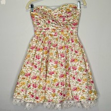 Minuet Cottagecore Floral Boho Strapeless Mini Party Cocktail Dress Small