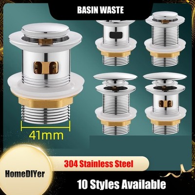 Basin Waste Stainless Steel Sink Drain Pop Up Drain Assembly 10 Styles Available
