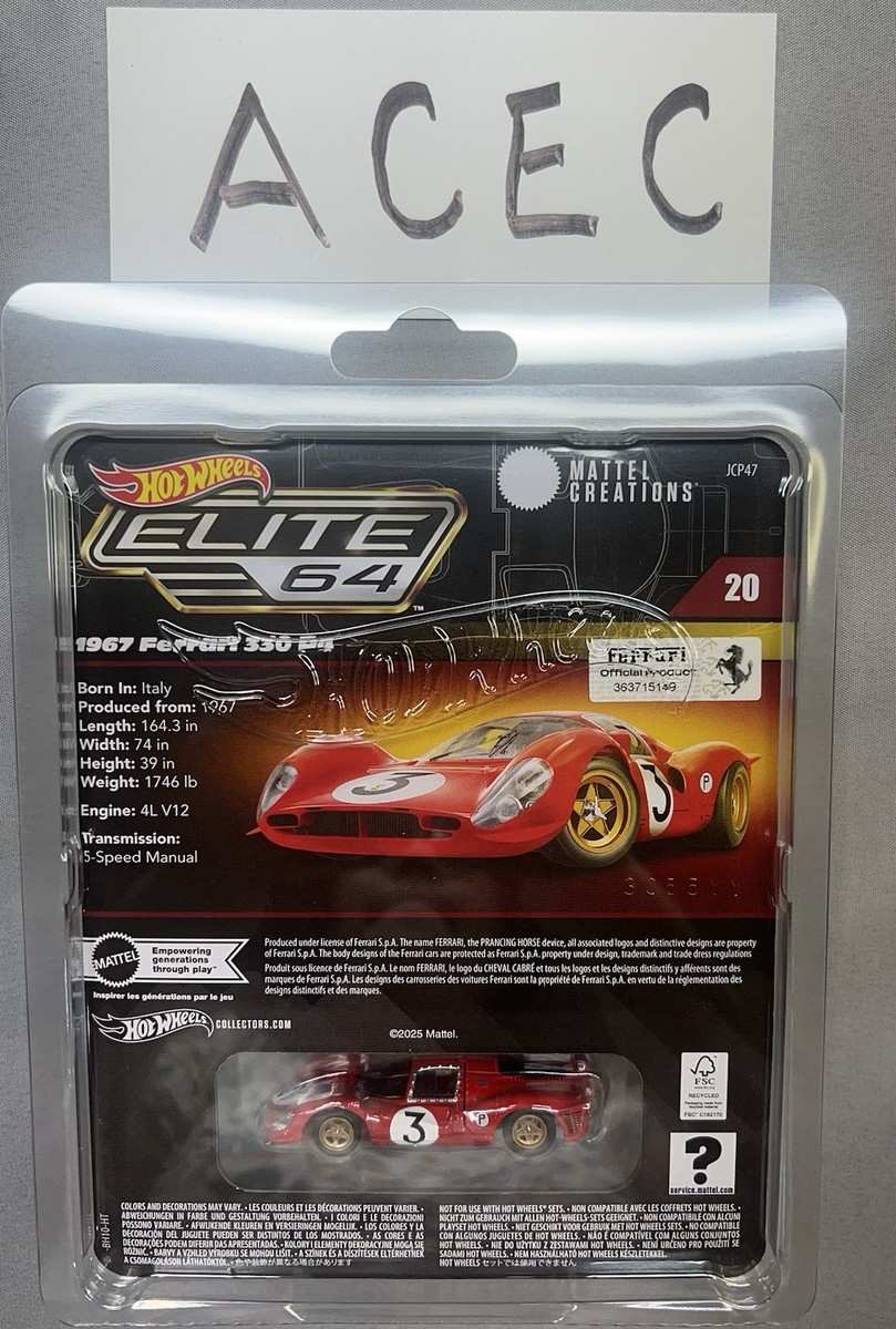 Hot Wheels Elite 64 1967 Ferrari 330 P4 JCP47 - 9893 NIB With