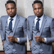 Men Suits 3 Pcs Formal Business Suits Sets Wedding Groom Tuxedo Blazer Pant Vest