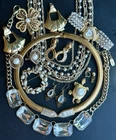 12 Pc VINTAGE GOLD TONE BLING COSTUME JEWELRY LOT DESIGNER Monet, Coro & MORE