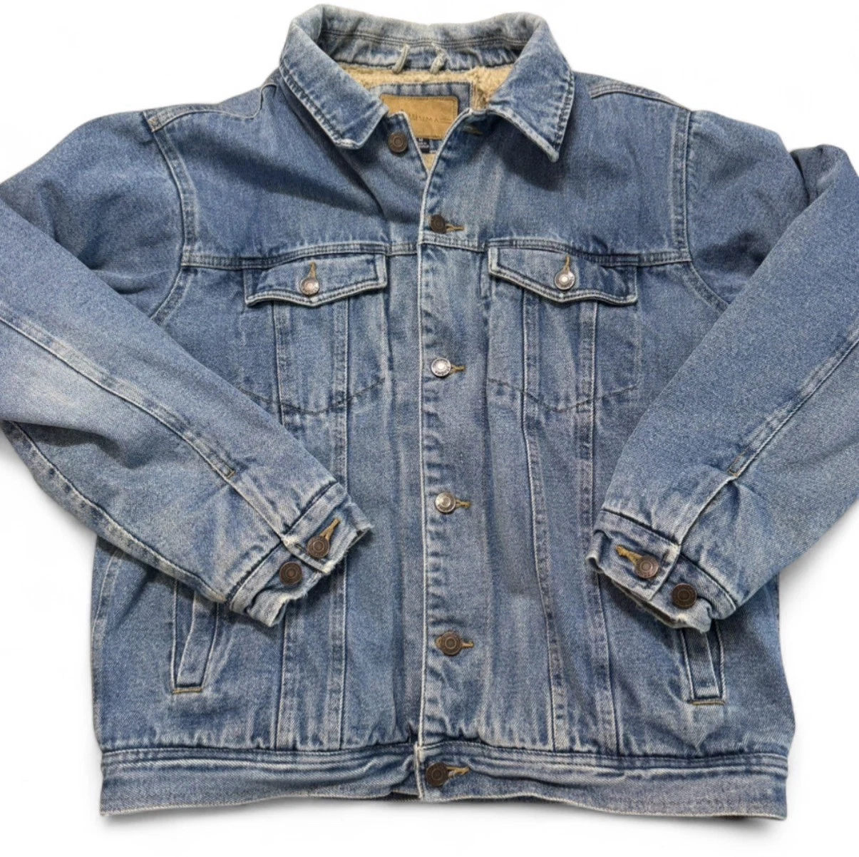 Sonoma Sherpa Lined Denim Trucker Jacket Mens Medium Sherpa Jean Coat