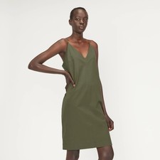 Everlane The Poplin Slip Dress Size 10 Kalamata Olive Green Glam Minimalist