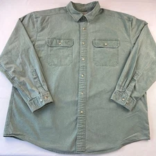 L.L. Bean Vintage Green Midweight Button Front Shirt Men's SZ XL Traditional Fit