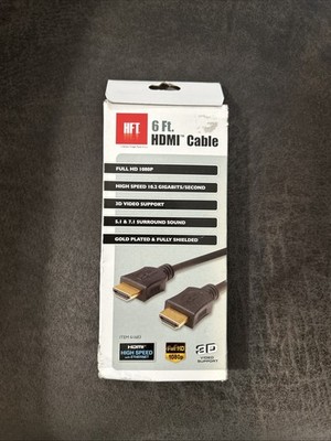 HFT  3D HDMI Cable, 6 ft. 1080p  High Speed With Ethernet 10.2 GB Surround Sound